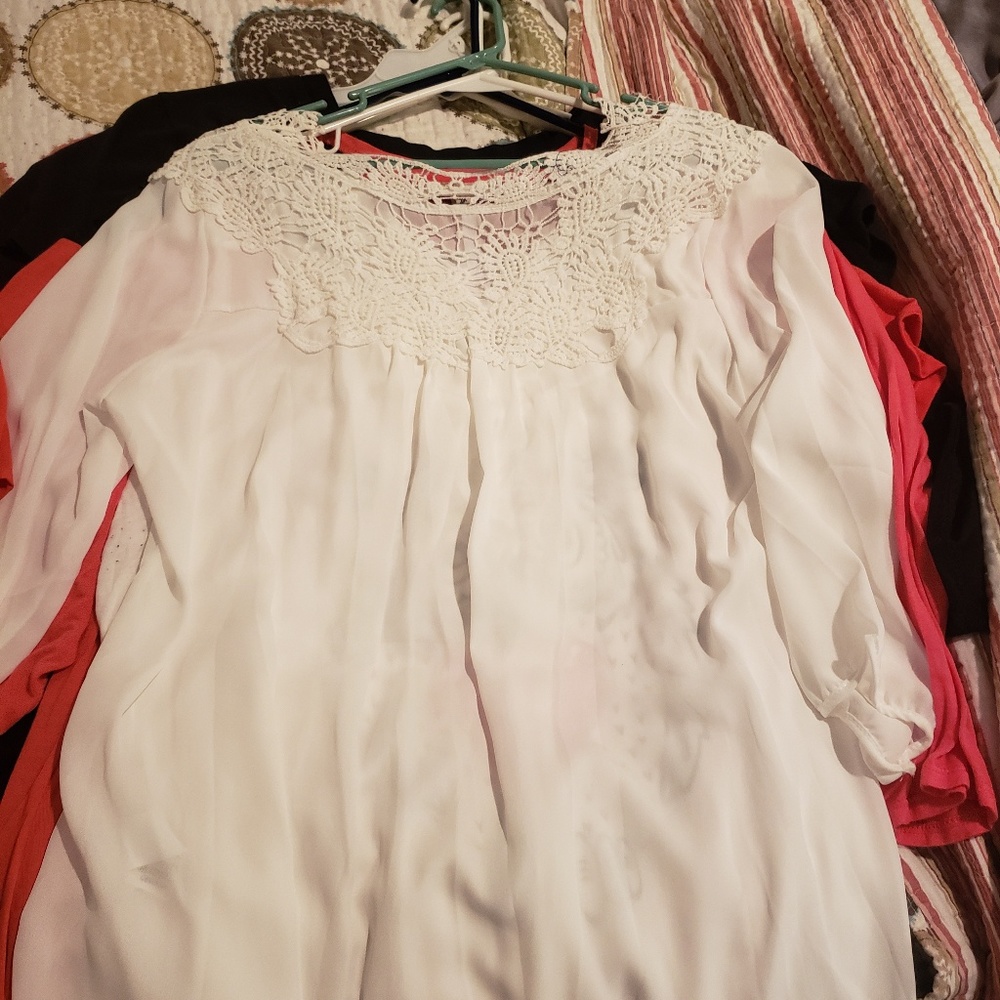 White blouse with lace neck